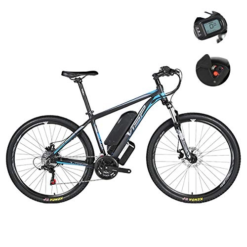 Mountain bike elettriches : PXQ, Mountain Bike elettrica a 24 velocità, Doppio Freno a Disco, con interfaccia di Ricarica USB e misuratore Intelligente LCD a 5 velocità, Impermeabile IP54, E-Bike 26 / 27.5 / 29", Blue, 48V27.5Inch