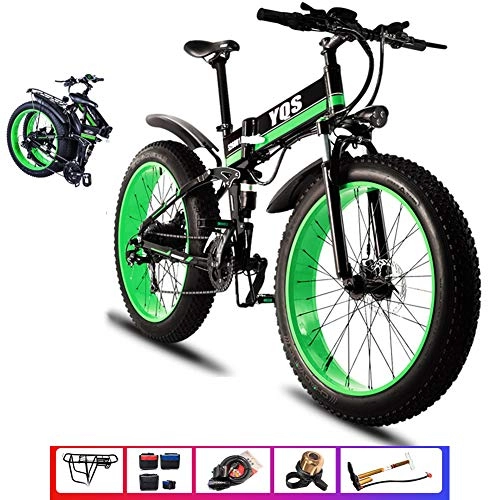 Mountain bike elettriches : Qnlly Snow Mountain Bike 1000W 40KM Ebike Electric Bike e Bike 48V Bicicletta elettrica, Verde
