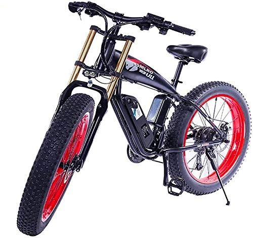 Mountain bike elettriches : RDJM Bicicletta Elettrica 20 Pollici Fat Tire velocità variabile Batteria al Litio, Estraibile Grande capacità agli ioni di Litio (48V 500W), Bici elettrica for Adulti (Color : Black Red)