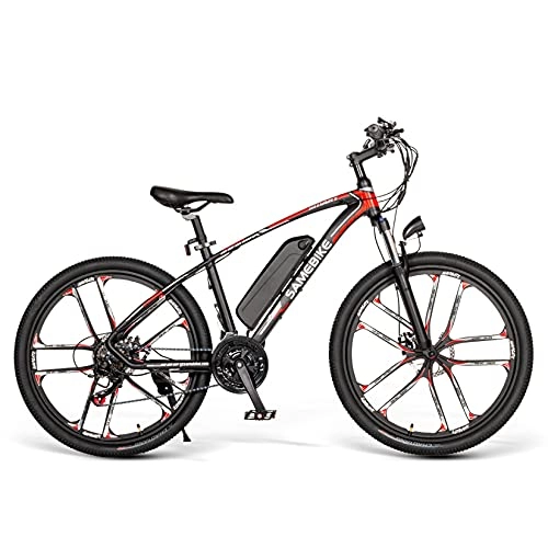 Mountain bike elettriches : SAMEBIKE Mountain Bike Elettrica per Adulti E-Bike Fuoristrada 26 Pollici con Motore 350W / Batteria Rimovibile 48V8AH / Display LCD / Cambio Shimano 21 velocità, Comoda Bici Ammortizzante, Nero