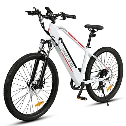 Mountain bike elettriches : SAMEBIKE MY275 Biciclette elettriche con batteria rimovibile 48V 10.4AH Biciclette elettriche per pendolari da montagna 27, 5 pollici per adulti Bianco