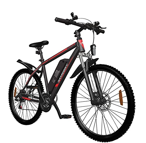 Mountain bike elettriches : SAMEBIKE SY26 Biciclette elettriche con batteria 36V 10AH Biciclette elettriche per pendolari 26 pollici per adulti (nero)