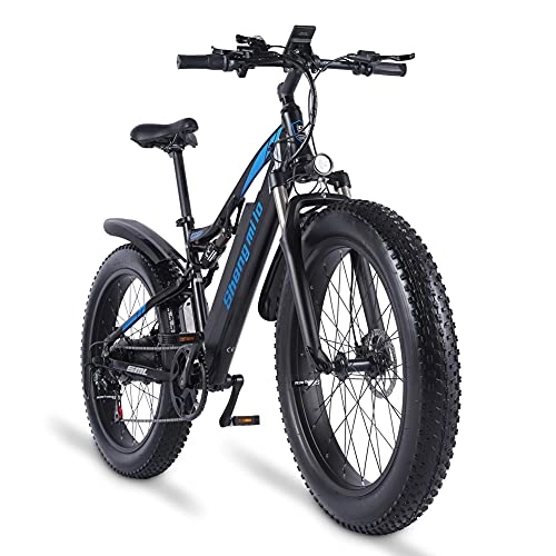 Mountain bike elettriches : Sheng Milo MX03 bicicletta elettrica 26 pollici, mountain bike 1000W, bici elettrica da montagna da neve da spiaggia da fondo 48V, batteria al litio rimovibile 17Ah, pneumatici 4.0 grassi