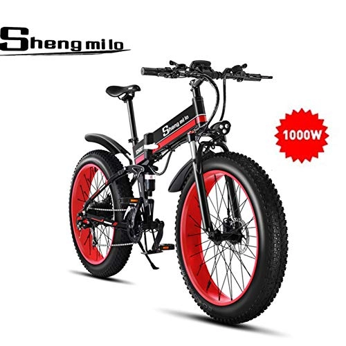 Mountain bike elettriches : Shengmilo 1000W Fat Mountain Bike elettrica 26 Pollici E-Bike 48V 13Ah (e-Bike (Batteria Inclusa))
