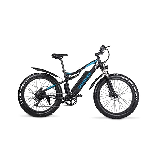 Mountain bike elettriches : SHENGMILO ELECTRIC MX03 1000W MOUNTAIN / OFF ROAD EBIKE CON RUOTE 26" X 4", AMMORTIZZATORE ANTERIORE E MID E DOPPIO FRENI A DISCO IDRAULICO.
