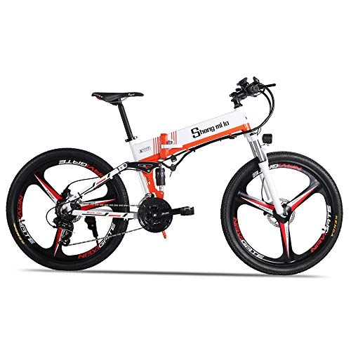 Mountain bike elettriches : Shengmilo-M80 Mountain Bike elettrica 350w, E-Bike Pieghevole da 26 Pollici, Sospensione Completa 48V 13Ah e velocità Shimano 21 …