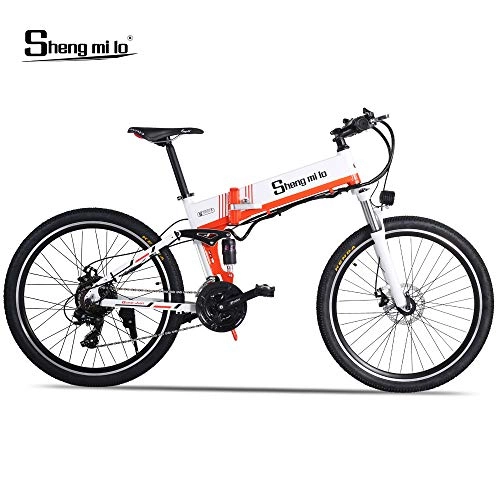Mountain bike elettriches : Shengmilo-M80 Mountain Bike elettrica 500w, E-Bike Pieghevole da 26 Pollici, Sospensione Completa 48V 13Ah e velocità Shimano 21