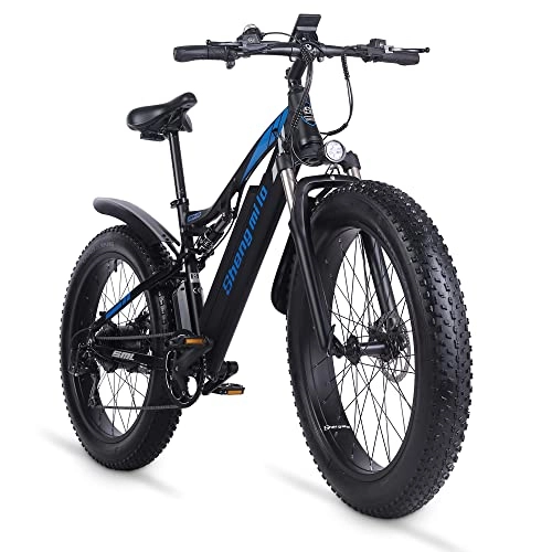Mountain bike elettriches : Shengmilo MX03 Fat Tire Electric Bike per Adulti Uomini 26 pollici Mountain Bike Batteria Rimovibile Impermeabile 48V17AH Ebike