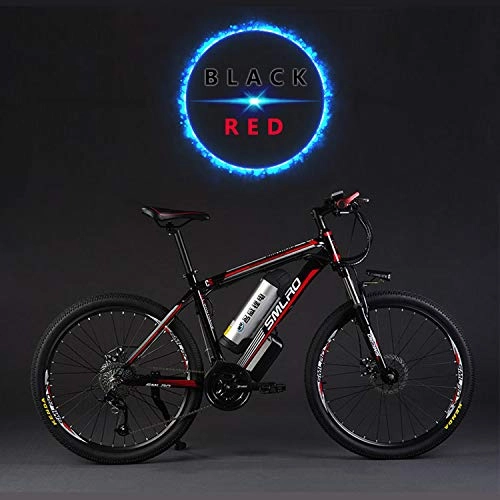 Mountain bike elettriches : SMLRO C6 Bici elettrica a 27 velocit Bici da 26 Pollici Mountain Bike Batteria al Litio 48V Bici assistita elettrica, adottare Freno a Disco Olio (Black Red 10Ah, Standard)