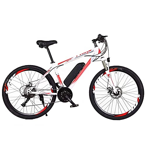 Mountain bike elettriches : TGHY Bicicletta Elettrica per Adulti Mountain Bike da Uomo da 26" 250W con Pedalata Assistita Batteria Rimovibile agli Ioni di Litio da 36V 8Ah Bici Elettrica a 21 velocità, White & Red