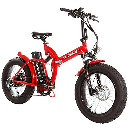 Mountain bike elettriches : TUCANO -MARNAULA Monster 20 FS eBike Plegable - Suspensin Delantera - Motor 500W(Rosso)