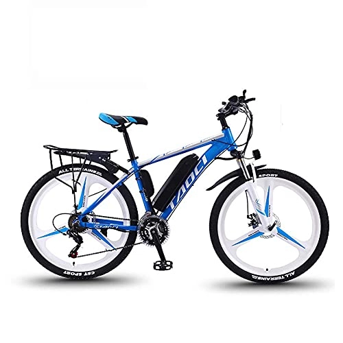 Mountain bike elettriches : UNOIF 26" Biciclette Elettriche per Adulti, Lega Ebikes Biciclette all Terrain, 13Ah Rimovibile agli Ioni di Litio Montagna-Bici per La Mens, Black Blue