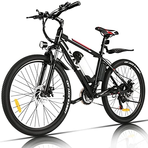 Mountain bike elettriches : VIVI Bicicletta Elettrica per Adulti Bici Elettriche da 26"con Motore da 250W, Batteria Rimovibile da 36V / 8 Ah / Cambio a 21 Velocità / Ricarica Chilometraggio Fino a 25 Miglia (Rosso)