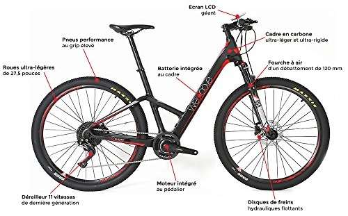 Mountain bike elettriches : Wemoove - VTC elettrica semi-rigida serie 900, 27, 5", Shimano SLX 11 V, 17, 5 kg