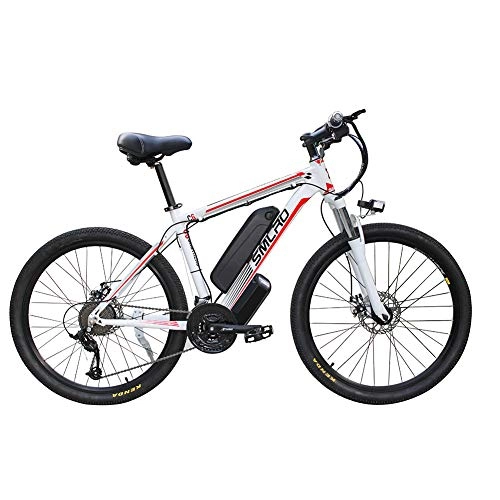 Mountain bike elettriches : WFIZNB Mountain Bike elettriche, 26 '' Bicicletta elettrica con Le Bici smontabile 48V13AH Lithi Fuoristrada con Super Leggero in magnesio al, White Red