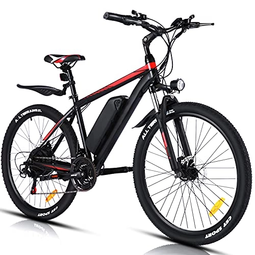 Mountain bike elettriches : WIND SPEED Bicicletta Elettrica per Donna Uomo, Batteria 38V 10.4Ah, 250 W Motore E-Bike 26 / 27, 5 Pollici Con Shimano 21 Velocità Trekking E-MTB