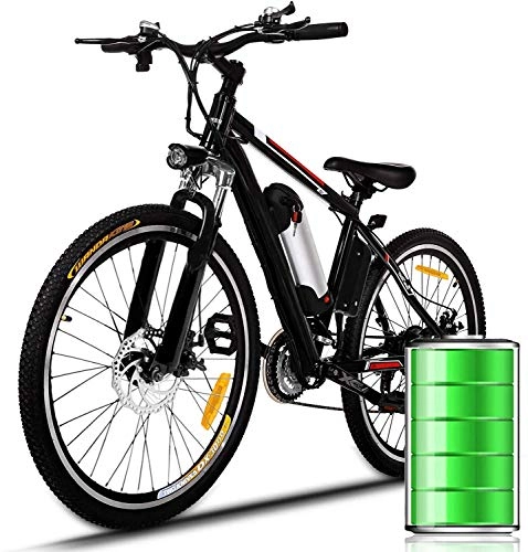 Mountain bike elettriches : WJSW Bicicletta da 26 Pollici Bici elettrica Bicicletta in Lega di Alluminio 36V 8AH Batteria al Litio Mountain Ciclismo, 21 velocità
