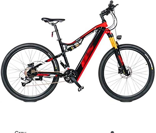 Mountain bike elettriches : WJSWD Bici elettrica, Mountain Bike elettriche, Ruote 27.5inch Adulti Bicicletta 27 velocità Offroad Bike Sport all'Aria Aperta Batteria al Litio Beach Cruiser per Adulti (Color : Red)