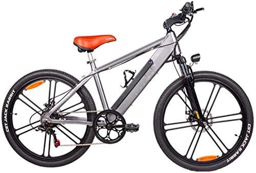 Mountain bike elettriches : WJSWD - Bicicletta elettrica da neve, da 26", 48V10A 350 W, mountain bike, telaio in lega di alluminio, per adulti, ciclismo, sport all'aperto, batteria al litio per adulti (colore : grigio)