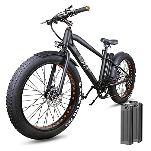 Mountain bike elettriches : WZW Uomo Bicicletta Elettrica 1000W 4.0 Grasso Pneumatico Montagna Ebike 48V / 17Ah Litio Batteria Elettrico Bicicletta 6 velocità Città E-Bike per Adulti (Colore : 2 Battery)
