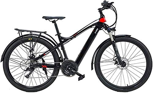 Mountain bike elettriches : XINHUI Bici da Neve elettrica, Mountain Bike 21-Speed ​​E Bike 27.5 Pollici Elegante in Lega di Alluminio Light Hybrid Bike, Nero
