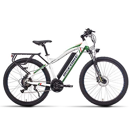 Mountain bike elettriches : XXCY Bicicletta elettrica da Città, Batteria al Litio Rimovibile da 27, 5"48V 13ah Bicicletta elettrica da Montagna Shimano 21 velocità (Verde)