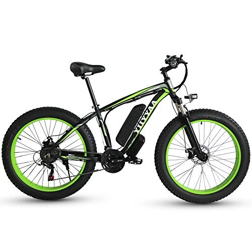 Mountain bike elettriches : XXCY Bicicletta elettrica da Uomo E-Bike Fat Snow Bike 1000W-48V-13Ah Li-Batteria 26 * 4.0 Mountain Bike MTB Shimano 21-velocità Freni a Disco Intelligent Electric Bike (Verde)