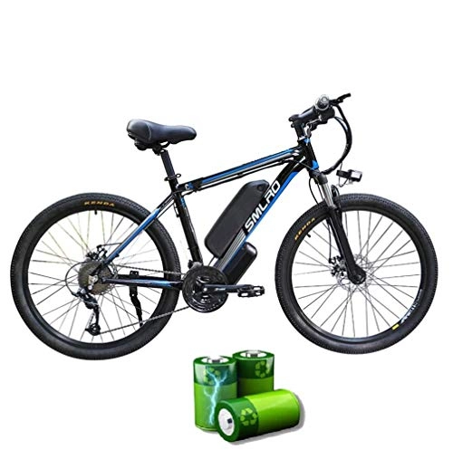 Mountain bike elettriches : XXCY C6 Mountain Bike Elettrico, Bicicletta Elettrica 26 '' 1000w con Batteria agli Ioni di Litio Rimovibile 48v 15ah Shimano 27 velocità (Nero-Blu)