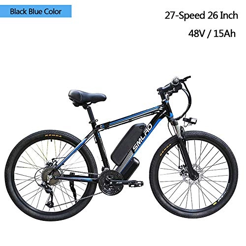 Mountain bike elettriches : YDBET Elettrico Mountain Bike, MTB Elettrico per Adulti, da 26 Pollici in Lega di Alluminio Removibile 350W Ebike Bikes 27-velocità 48V / 15Ah agli ioni di Litio, Black Blue