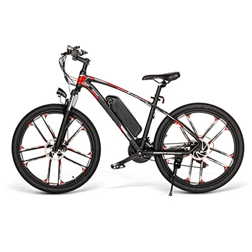 Mountain bike elettriches : Ydshyth Bicicletta Elettrica Motore 350W Pneumatici da 26 Pollici, Servoassistenza Elettrica A 5 velocità, Sistema di Trasmissione A 21 velocità, Batteria da 8Ah, con Ammortizzatore