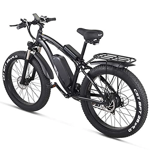 Mountain bike elettriches : YX-ZD 26"Bici da Strada Elettrica 1000 W 27 velocità Mountain Bike Snow Bike 48V17ah Batteria al Litio 4.0 Fat Tire E-Bike Freno A Disco Idraulico, Nero