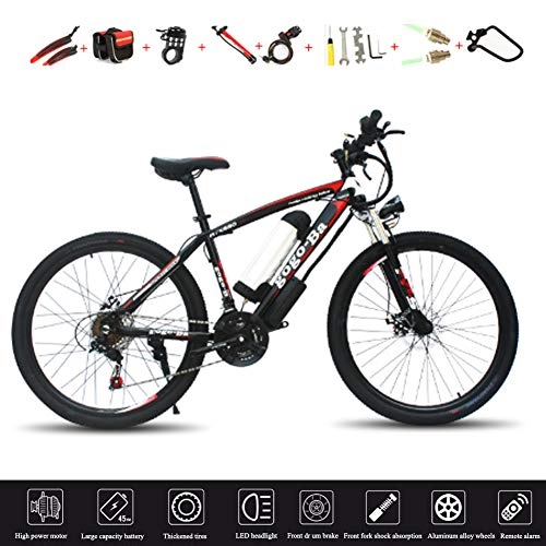 Mountain bike elettriches : YXYBABA Bikes - Bicicletta elettrica E-MTB da 26", Shimano a 27 velocità, freni idraulici, batteria al litio 250 W 36 V, bici da città / escursioni / mountain bike, per uomo e donna