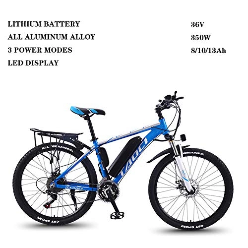 Mountain bike elettriches : ZFY Biciclette Elettriche per Adulti Batteria agli Ioni di Litio Rimovibile da 36 V 350 W Mountain Bike Bici Elettriche in Lega di Magnesio Biciclette all Terrain, Blue-10AH70km