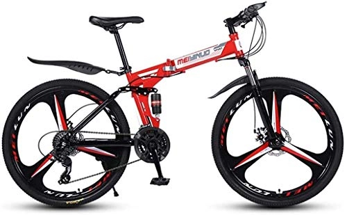 Mountain Bike pieghevoles : 26" 21-Velocità Mountain bike for l'adulto, Leggero completa sospensione frame, forcella della sospensione, freno a disco (Color : Red)