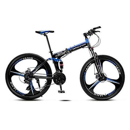Mountain Bike pieghevoles : ACDRX Mountain Bike, bici da uomo da 26 pollici, MTB ad alto tenore di carbonio, Mtb, in acciaio hardtail, sedile regolabile, 21 velocità Nero e blu