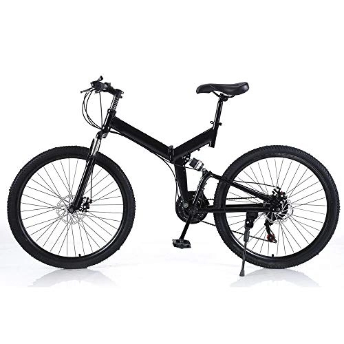 Mountain Bike pieghevoles : Acesunny Mountain bike da 26 pollici, con freno a disco Fully, sospensione completa a 21 marce, colore nero, bicicletta pieghevole a 21 marce, per adulti