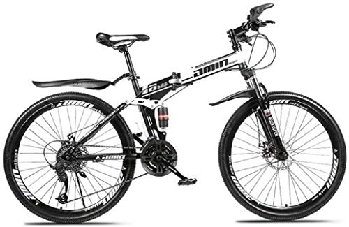 Mountain Bike pieghevoles : Adulti Mountain bike, biciclette in alluminio leggero bici 26inch 27-Velocità doppio freno a disco pieghevoli, Full Suspension Anti-Slip, forcella della sospensione,
