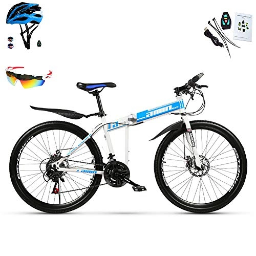 Mountain Bike pieghevoles : AI-QX Mountain Bike Pieghevole, Cambio 30 velocità, 26 Pollici, Blu