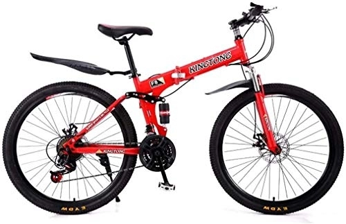 Mountain Bike pieghevoles : Aoyo Mountain Bike Bicicletta Pieghevole, 27-velocità Doppio Freno a Disco Sospensione Totale Antiscivolo, Leggera Struttura di Alluminio, Forcella Ammortizzata, (Color : Red1)