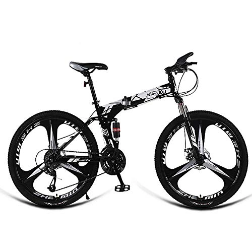 Mountain Bike pieghevoles : AQAWAS 24-inch Adulti Folding Bike, 24 velocità Pieghevole Compatto Biciclette, Outroad Mountain Bike Grande per Urban Riding e Il pendolarismo, White