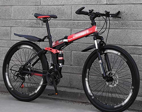 Mountain Bike pieghevoles : Bicicletta pieghevole Mountain bike, 24" unisex-alto tenore di carbonio Biciclette in acciaio, doppio assorbimento di scossa a velocità variabile Off-road mountain bike, doppio ammortizzante Student M