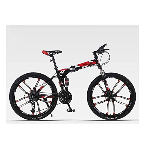 Mountain Bike pieghevoles : Chenbz Sport all'aria aperta 26" ruota Mens adulti Ragazzi doppia della sospensione della bici di montagna 24 Velocità HighCarbon telaio in acciaio (Color : Red)