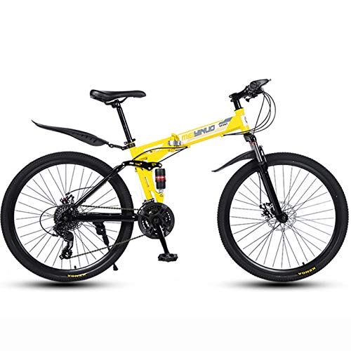 Mountain Bike pieghevoles : Chnzyr 2020 - Mountain bike da 26", con funzione di assorbimento degli urti, per sport all'aria aperta, in acciaio al carbonio, colore giallo, 24 velocità