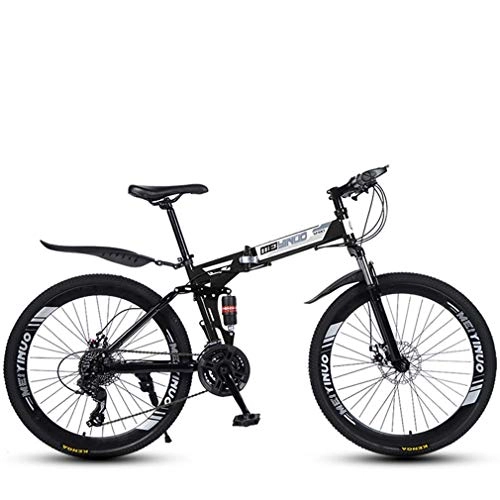 Mountain Bike pieghevoles : Cloth-YG - Mountain bike pieghevole a velocità variabile 26 pollici, 21-24 – 27 velocità, telaio leggero in acciaio al carbonio, doppio freno a disco, Nero , 24speed