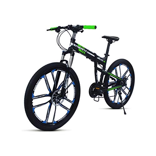 Mountain Bike pieghevoles : Dapang Mountain Bike Nero / Blu, Telaio in Lega di Alluminio da 17"Pollici, Cambio a deragliatore Shimano a 27 velocità e comandi di Rotazione Micro-Shift, Green