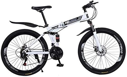 Mountain Bike pieghevoles : Dirty hamper Mountain Bike BMX pieghevole velocità variabile 26" Mountain Bike, 21-24 - 27 velocità, leggero telaio in acciaio ad alto tenore di carbonio, doppio freno bicicletta, bianco, 24speed