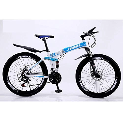 Mountain Bike pieghevoles : Domrx Foldinge 24 / 26 Pollici 21 / 24 / 27 / 30 velocità Doppio Freno Ammortizzatore velocità variabile Bicicletta per Adulti-Blu velocità Top_26inch_24