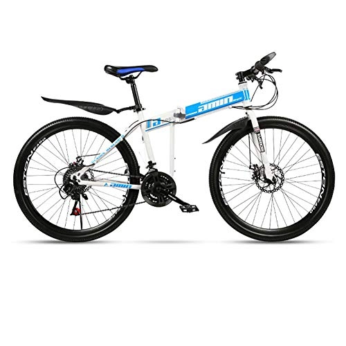 Mountain Bike pieghevoles : DSAQAO Biciclette MTB A Sospensione Completa, 24 Pollici Folding Mountain Bike 21 24 27 30 Speed Disc Bicycle per Adulti Adolescenti Studente Generale3 21 velocità