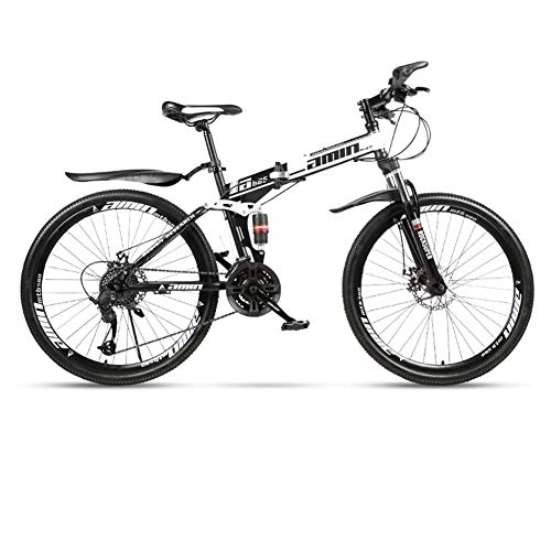 Mountain Bike pieghevoles : DSAQAO Biciclette MTB A Sospensione Completa, 26 Pollici Folding Mountain Bike 21 24 27 30 Speed Disc Bicycle per Adolescenti Studenti Adulti Nave Ammiraglia3 21 velocità