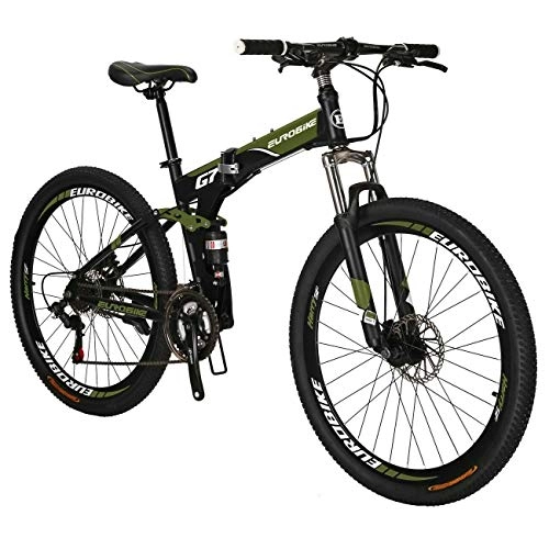 Mountain Bike pieghevoles : Eurobike - Mountain Bike pieghevole da 27, 5 cm, per uomo e donna, telaio da 17", colore: Verde